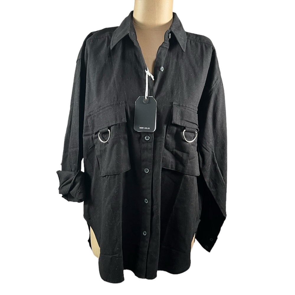 BETTER UNSAID Black Cotton Blouse Small NWT